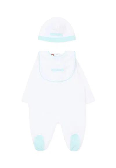 MISSONI WHITE SET FOR BABY BOY WITH LOGO