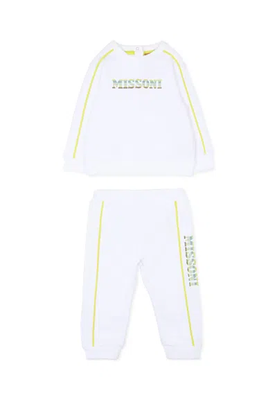 MISSONI WHITE SET FOR BABY KIDS WITH LOGO