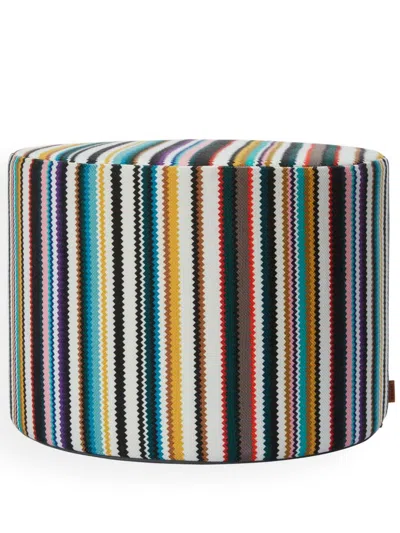 Missoni White Shanghai Outdoor Pouf In Blue
