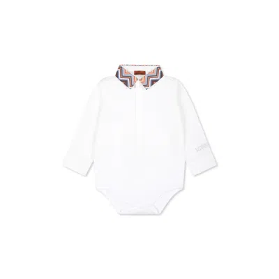 Missoni White Shirt For Baby Boy With Chevron Pattern