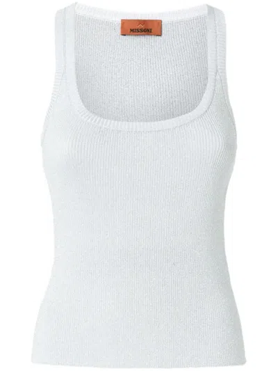 Missoni Sparkle Scoop Neck Sweater Tank In White