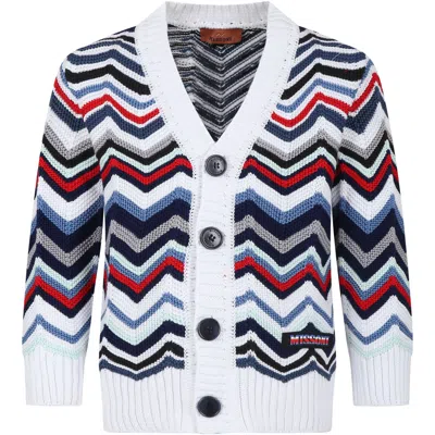 Missoni Kids' White Sweater For Boy With Chevron Motif In Bc