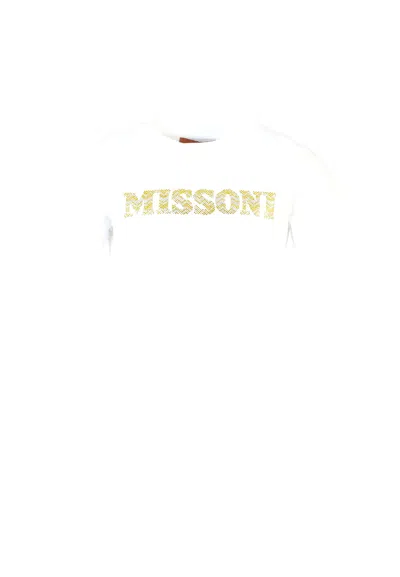 MISSONI WHITE T-SHIRT FOR GIRL WITH LOGO