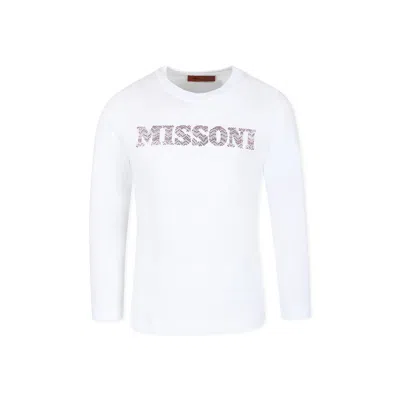 Missoni Kids' White T-shirt For Girl With Logo