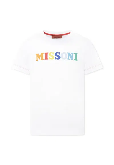 Missoni White T-shirt For Kids With Logo