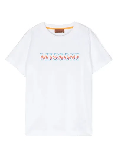 Missoni Kids' Logo-print Cotton T-shirt In White