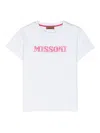MISSONI WHITE T-SHIRT WITH PINK SEQUINS LOGO
