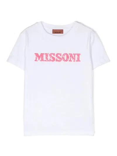 Missoni Kids' White T-shirt With Sequined Logo