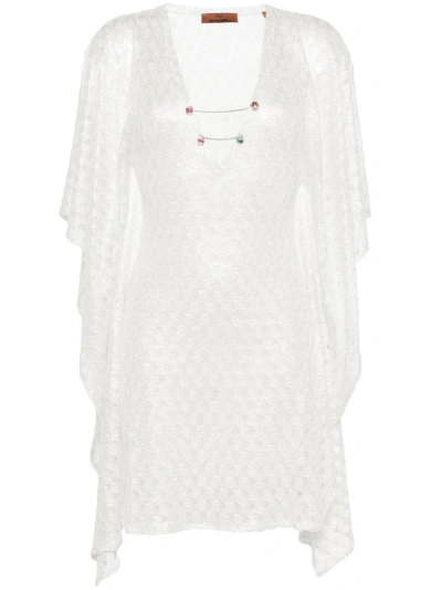 Missoni White V-neck Open-knit Dress
