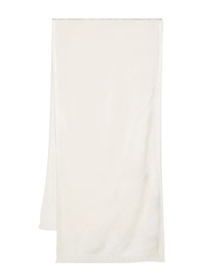 MISSONI WHITE VISCOSE AND WOOL BLEND SCARF