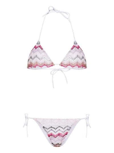 Missoni White Zigzag Crochet Bikini In S30cv