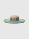 Missoni Wide Brim Straw Hat With Geometric Scarf
