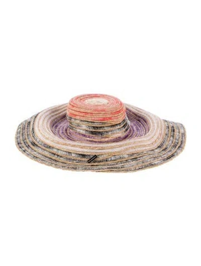 Pre-owned Missoni Wide Brim Straw Sun Hat W/tags