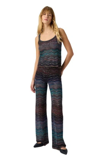 Missoni Wide Chevron Lamé Viscose Trousers With Sequins In Animal Print