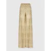 Missoni Wide Fishnet Trousers With Zigzag Pattern And Sequins In Gold