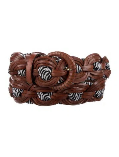 Pre-owned Missoni Wide Leather Belt In Brown
