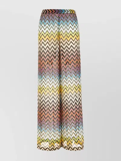 Missoni Wide-leg Embroidered Viscose Blend Pants In Multi