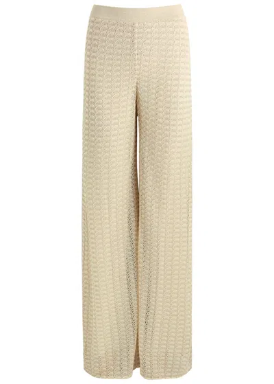 Missoni Wide-leg Metallic-knit Trousers In Cream