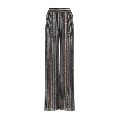 MISSONI WIDE-LEG MULTICOLORED TROUSERS WITH METALLIC STRIPES