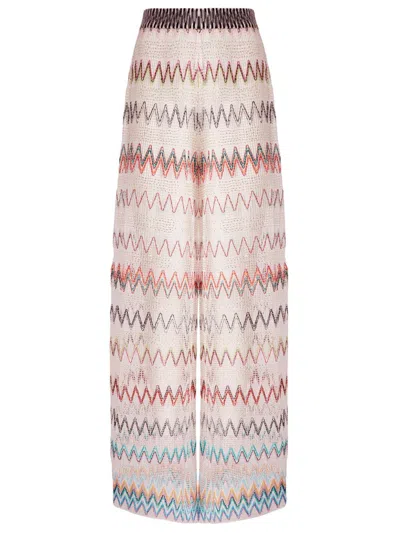 Missoni Wide-leg Pants With Vibrant Zigzag Pattern In Multi