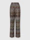 Missoni Wide Leg Sequin Chevron Textured Trousers In Multi