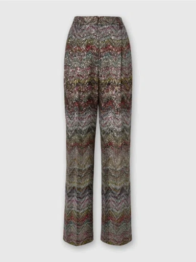 Missoni Wide Leg Pants With Zigzag Pattern In Multi