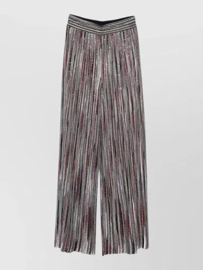 Missoni Wide Leg Striped Metallic Crystal Trousers In Multi
