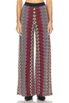 Missoni Zigzag Wool And Viscose Trousers In Black  Pink  White  & Rust