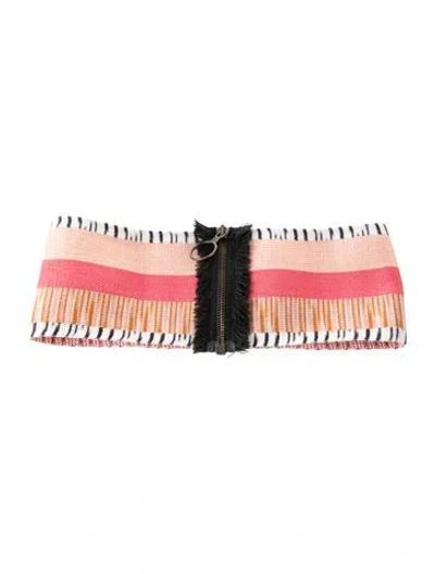 Pre-owned Missoni Wide Raw-edge Trim Belt In Pink