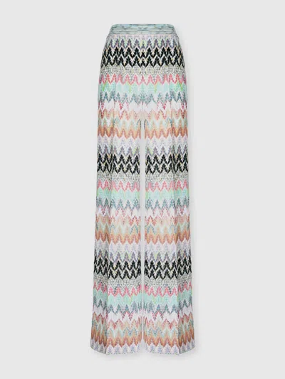 Missoni Zigzag Wide-leg Trousers In Gray