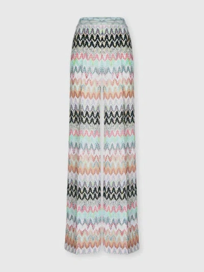 MISSONI MISSONI WIDE-LEG TROUSERS IN VISCOSE AND COTTON LAMÉ LACE MOTIF