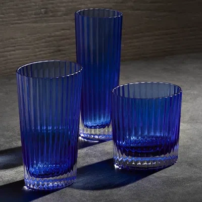Missoni Wine Glasses Nastri Set Of 6  Blue 10 Oz, H 3.3 In