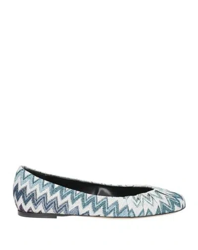 Missoni Woman Ballet Flats Azure Size 10 Textile Fibers In Blue