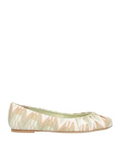 Missoni Woman Ballet Flats Green Size 8 Textile Fibers In Neutral