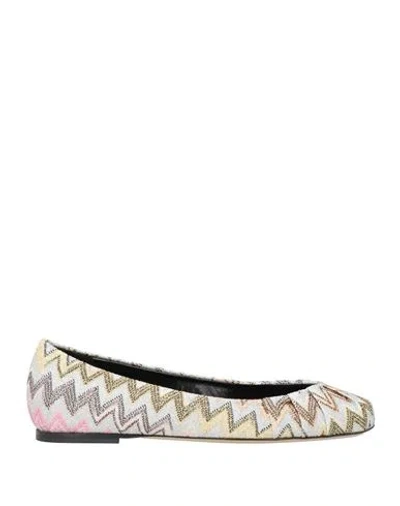 MISSONI MISSONI WOMAN BALLET FLATS SILVER SIZE 9 TEXTILE FIBERS