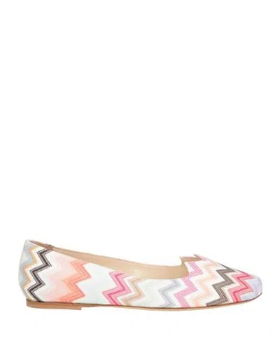Missoni Woman Ballet Flats White Size 7.5 Textile Fibers In Multi