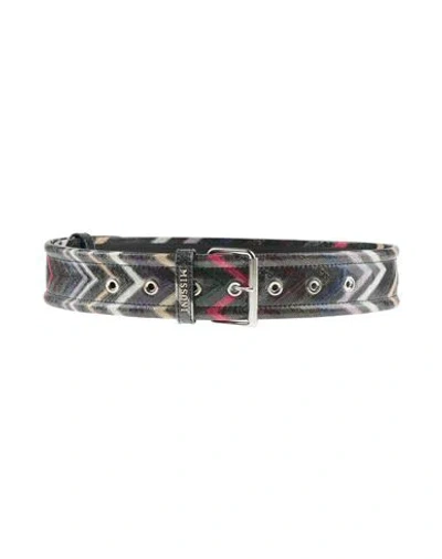 Missoni Woman Belt Charcoal Size 34 Viscose, Metallic Fiber, Calfskin, Polyurethane