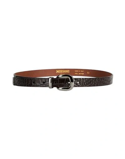 Missoni Woman Belt Dark Brown Size 28 Calfskin