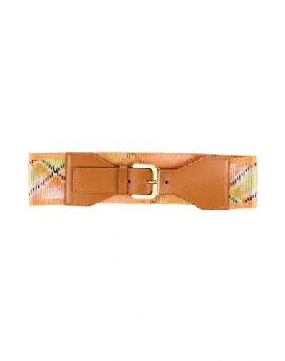 Missoni Woman Belt Tan Size M Calfskin, Polyester In Brown