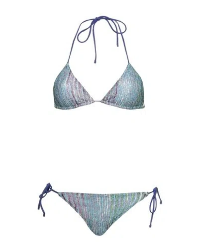 Missoni Woman Bikini Sky Blue Size 6 Viscose, Polyester, Polyamide, Elastane