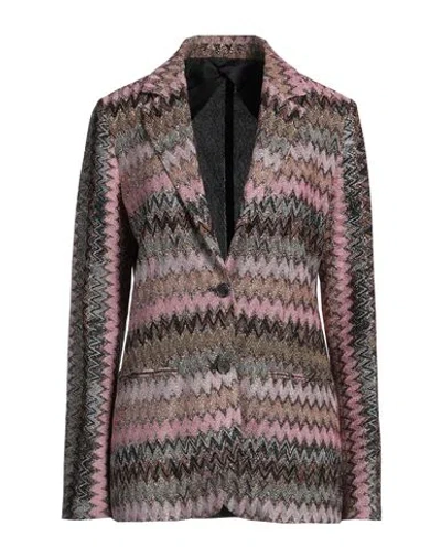 Missoni Woman Blazer Antique Rose Size 8 Viscose, Metallic Fiber, Polyamide