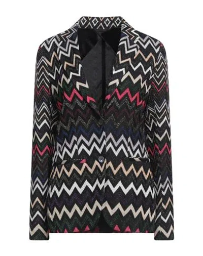 Missoni Woman Blazer Black Size 12 Viscose, Cupro