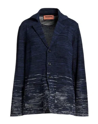 Missoni Woman Blazer Blue Size 14 Cotton