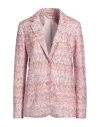 Missoni Metallic Crochet-knit Blazer In Red