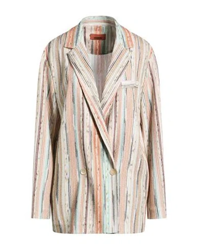 Missoni Woman Blazer Sage Green Size 8 Viscose, Metallic Fiber, Polyester