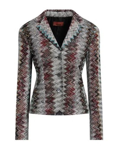 Missoni Woman Blazer Silver Size 10 Viscose, Metallic Fiber, Polyamide