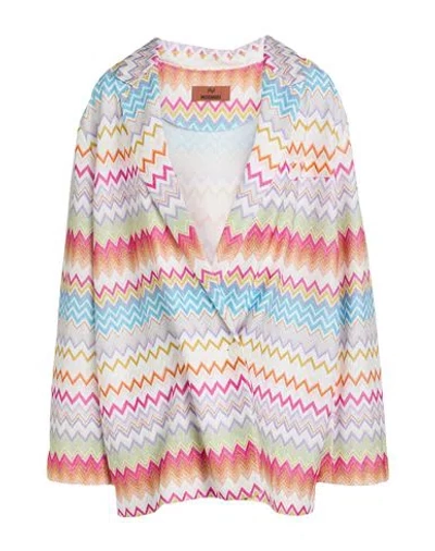 Missoni Woman Blazer White Size 10 Viscose, Metallic Fiber In Multi