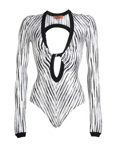 Missoni Black And White Striped Bodysuit With Cut-out Detail In Multicolore