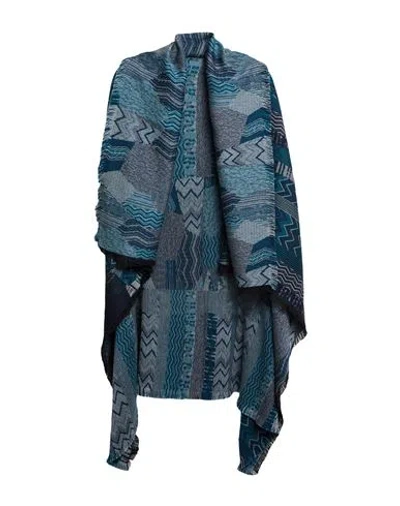 Missoni Woman Cape Deep Teal Size Onesize Wool In Multi