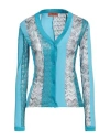 Missoni Woman Cardigan Azure Size 2 Viscose, Silk, Cupro, Polyester In Blue